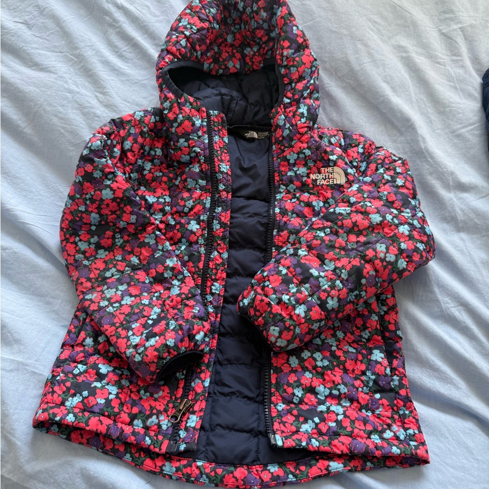 The North Face Red and Black Quilted Puffer Coat